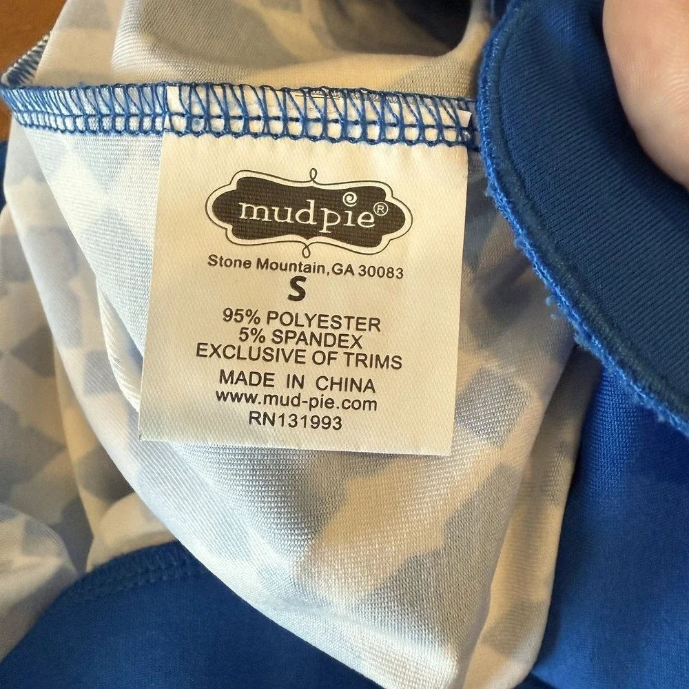 Mud Pie Mini Sun Dress Size S Coastal Scalloped Hem Geometric Beach Yacht - Picture 10 of 12